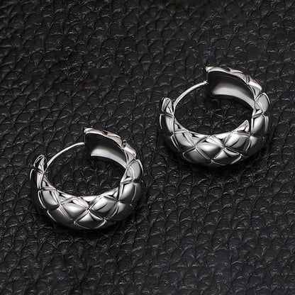 Large Silver Rhombus Hoop Earrings – 1.8 cm Geometric Design for Women, Ideal for Everyday & Special Occasions