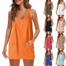 WXTX1k01100Women’s Summer Satin V-Neck Pocket T-Shirt with Rolled-Up Short Sleeves, Loose-Fitting Casual Top