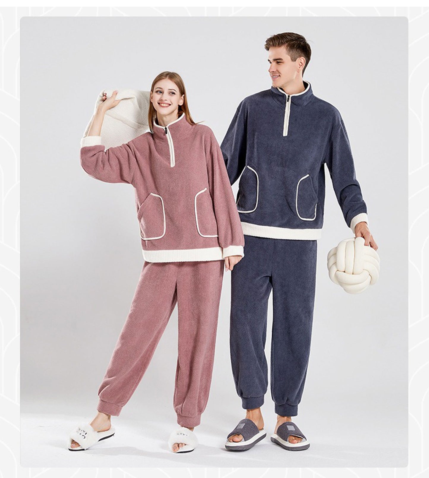 Bayberry Velvet Couples Pajamas – Thickened Autumn/Winter Sleepwear for Men and Women, Suitable for Outdoor Wear