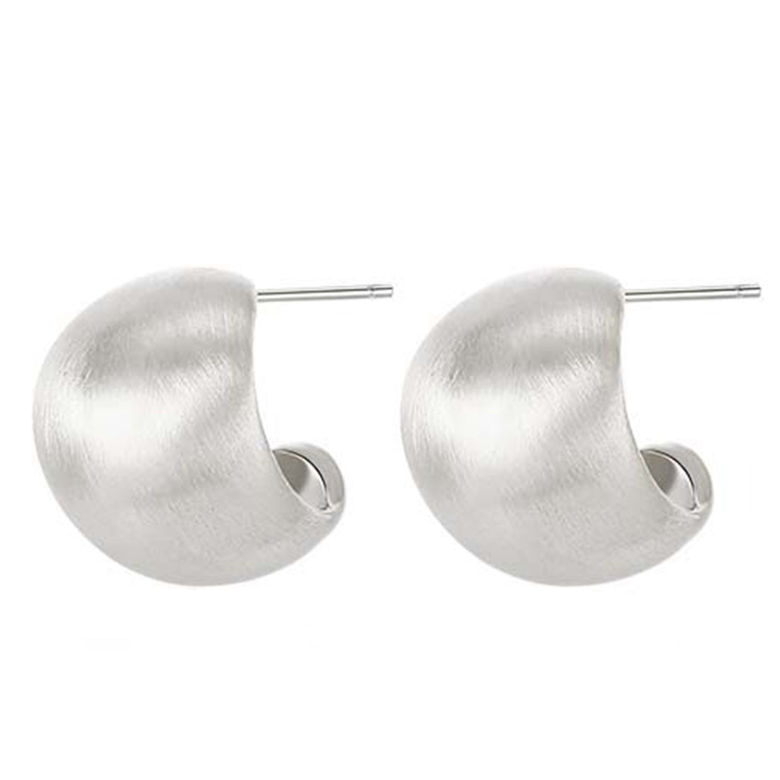 Matte Silver Bean-Shaped Stud Earrings for Women – Elegant Metal Earrings, Ideal for Office, Everyday & Parties