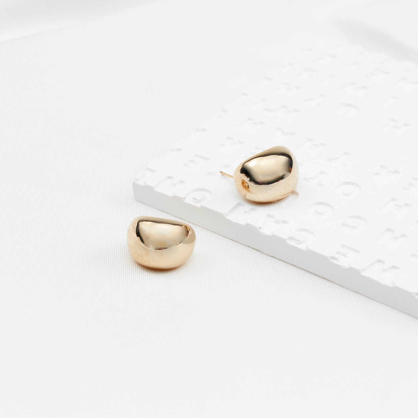 14K Gold-Plated Half-Sphere Stud Earrings for Women – Shiny Minimalist Design, Perfect for Office, Everyday, and Special Occasions
