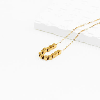 Gold-Plated Titanium Steel Necklace for Women – Minimalist Geometric Cubes, Delicate Chain, Ideal for Everyday & Special Occasions