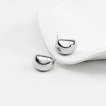 French Half-Hoop Silver Earrings – Polished Minimalist Design with 925 Sterling Silver Posts, Elegant Everyday & Business Style for Women