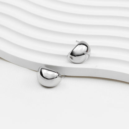 French Half-Hoop Silver Earrings – Polished Minimalist Design with 925 Sterling Silver Posts, Elegant Everyday & Business Style for Women