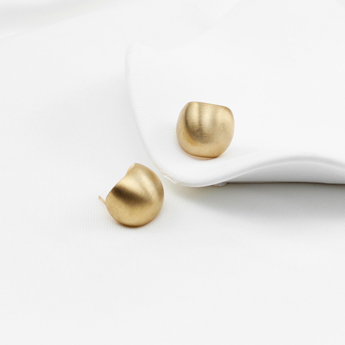 Matte Gold Bean-Shaped Stud Earrings for Women – Elegant Metal Earrings, Ideal for Office & Everyday