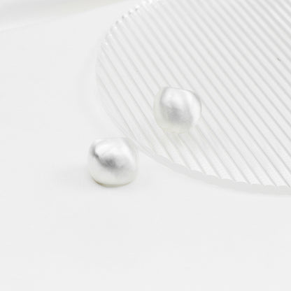 Matte Silver Bean-Shaped Stud Earrings for Women – Elegant Metal Earrings, Ideal for Office, Everyday & Parties