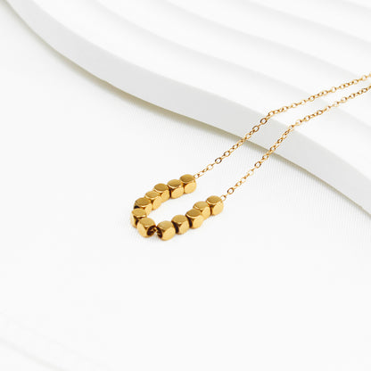Gold-Plated Titanium Steel Necklace for Women – Minimalist Geometric Cubes, Delicate Chain, Ideal for Everyday & Special Occasions