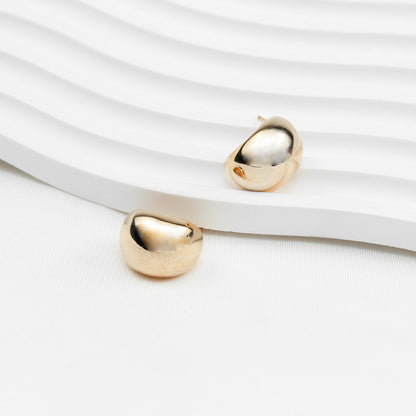14K Gold-Plated Half-Sphere Stud Earrings for Women – Shiny Minimalist Design, Perfect for Office, Everyday, and Special Occasions