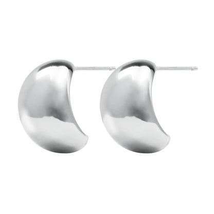 French Half-Hoop Silver Earrings – Polished Minimalist Design with 925 Sterling Silver Posts, Elegant Everyday & Business Style for Women