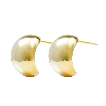 14K Gold-Plated Half-Sphere Stud Earrings for Women – Shiny Minimalist Design, Perfect for Office, Everyday, and Special Occasions
