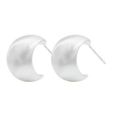 Matte Silver Bean-Shaped Stud Earrings for Women – Elegant Metal Earrings, Ideal for Office, Everyday & Parties