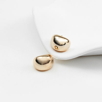 14K Gold-Plated Half-Sphere Stud Earrings for Women – Shiny Minimalist Design, Perfect for Office, Everyday, and Special Occasions