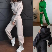 New Women's Zip-Up Fleece Sweatshirt & Sweatpants Set - Casual and Stylish Activewear