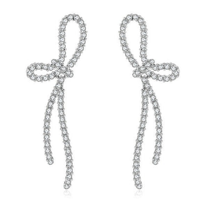 Elegant Bow Zirconia Stud Earrings – Sparkling Earrings for Women, Ideal for Everyday & Special Occasions