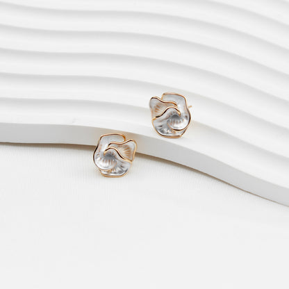 Silver Camellia Flower Stud Earrings, 925 Silver Stems, Elegant & Delicate Floral Design
