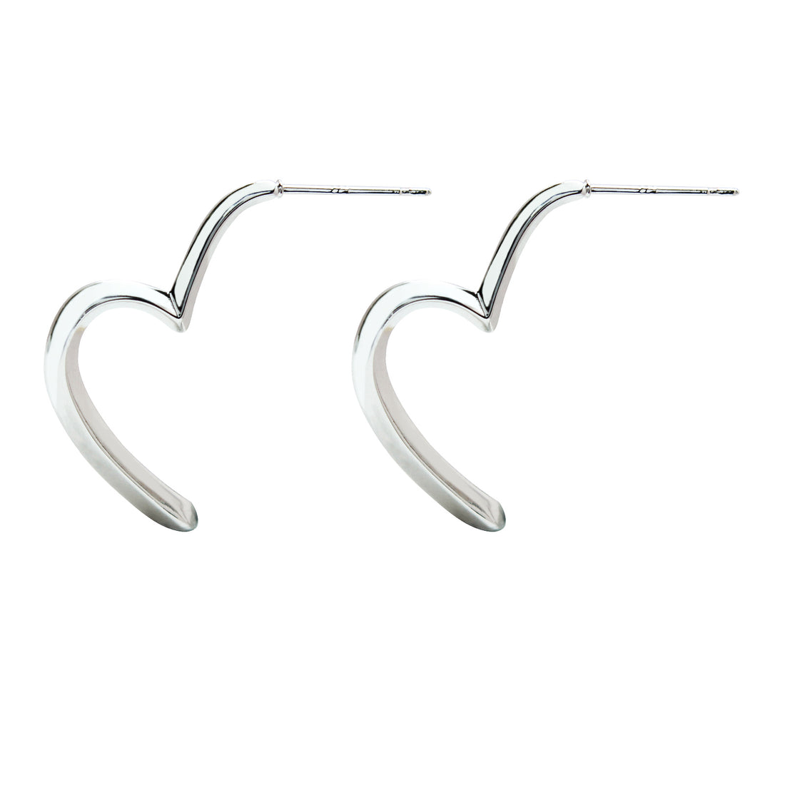 Split Heart Stud Earrings – Two-Piece Silver Design with 925 Silver Posts, Minimalist Romantic Jewelry for Women