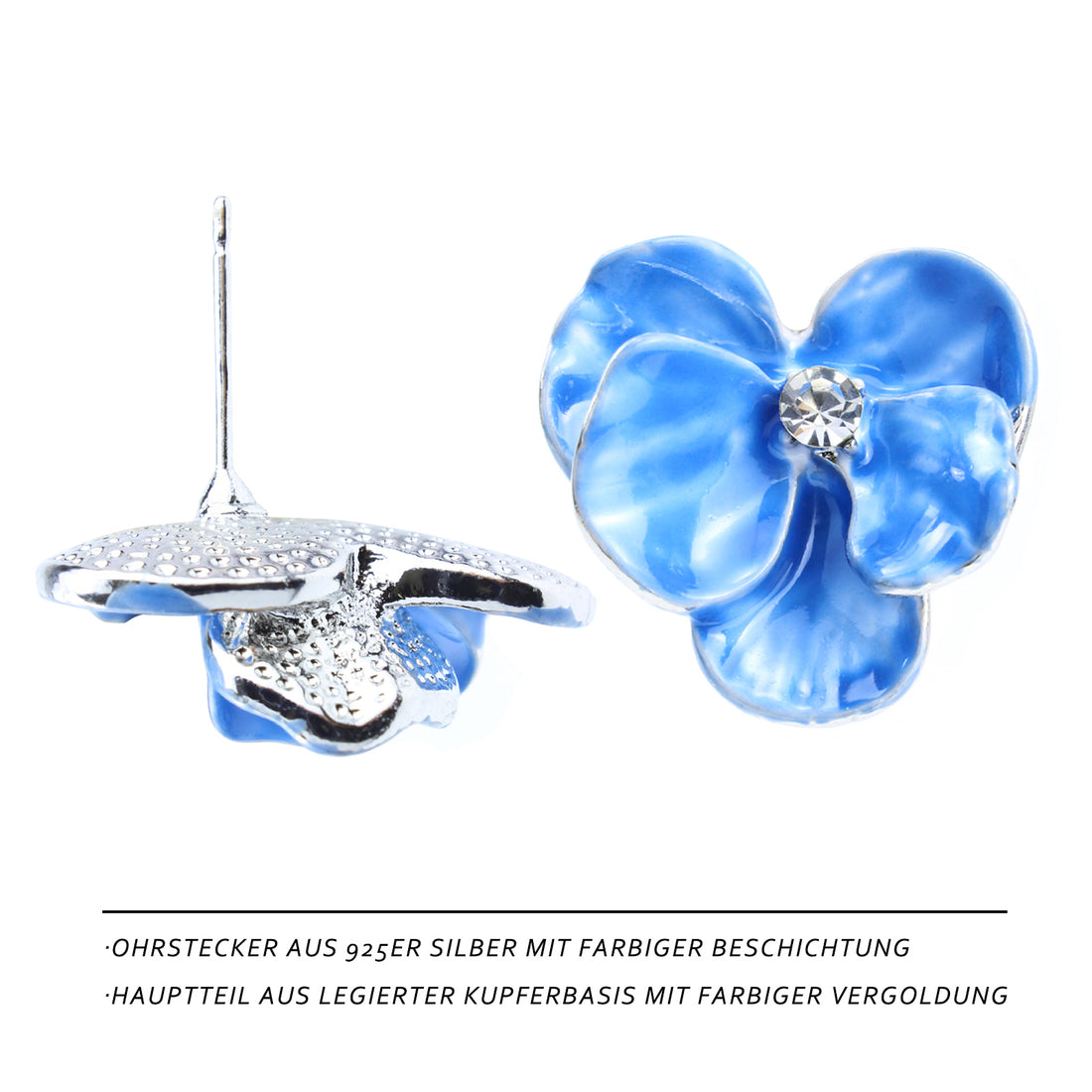 Elegant Iris Flower Earrings 🌸 Vintage Design in Blue with Resin Effect, 925 Silver Pins & Alloy – Earrings for Women, Party & Gift