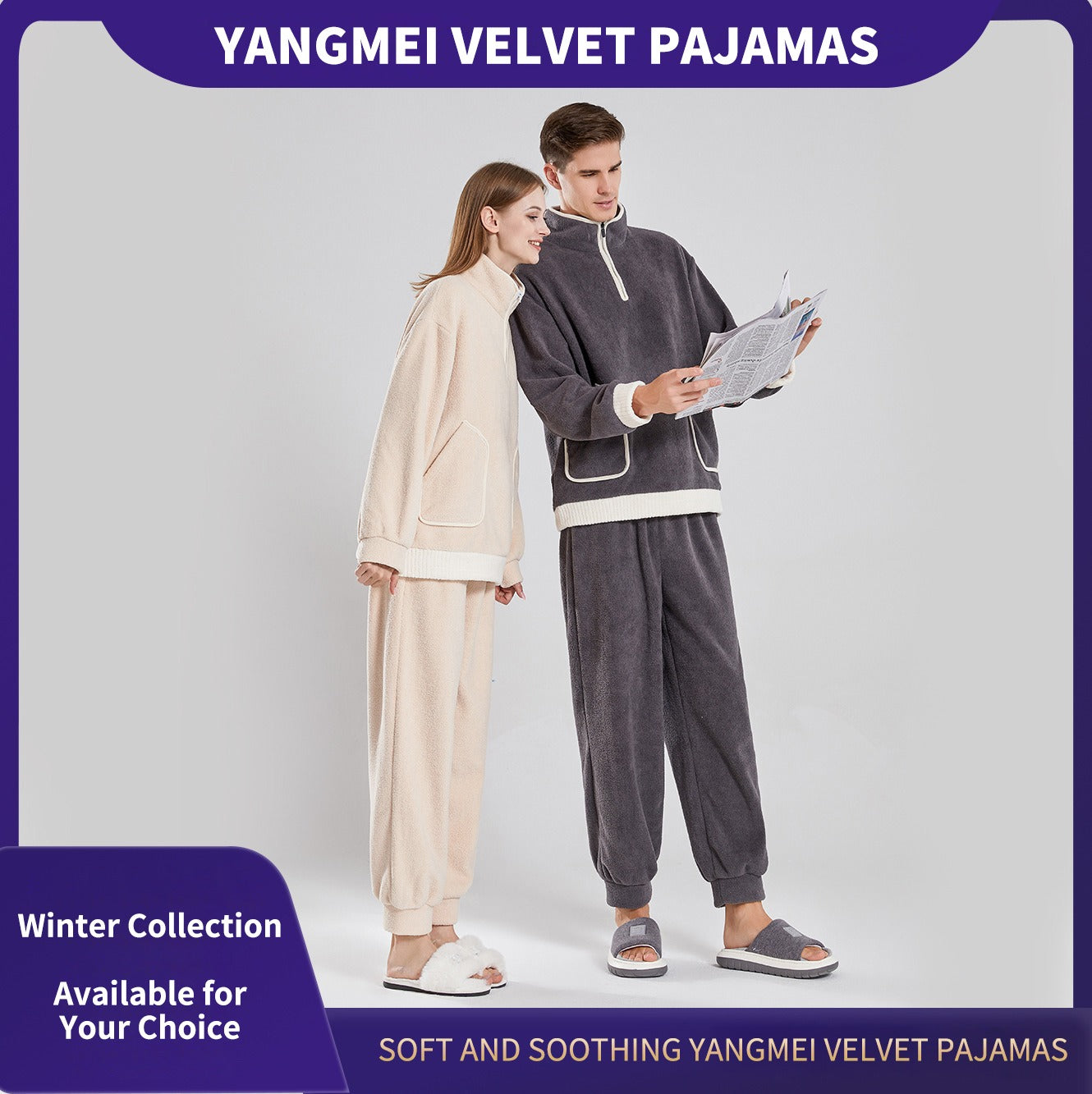 Bayberry Velvet Couples Pajamas – Thickened Autumn/Winter Sleepwear for Men and Women, Suitable for Outdoor Wear