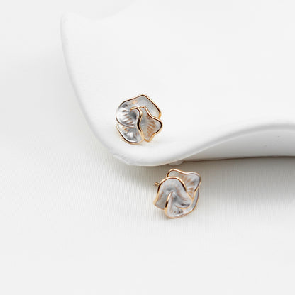 Silver Camellia Flower Stud Earrings, 925 Silver Stems, Elegant & Delicate Floral Design