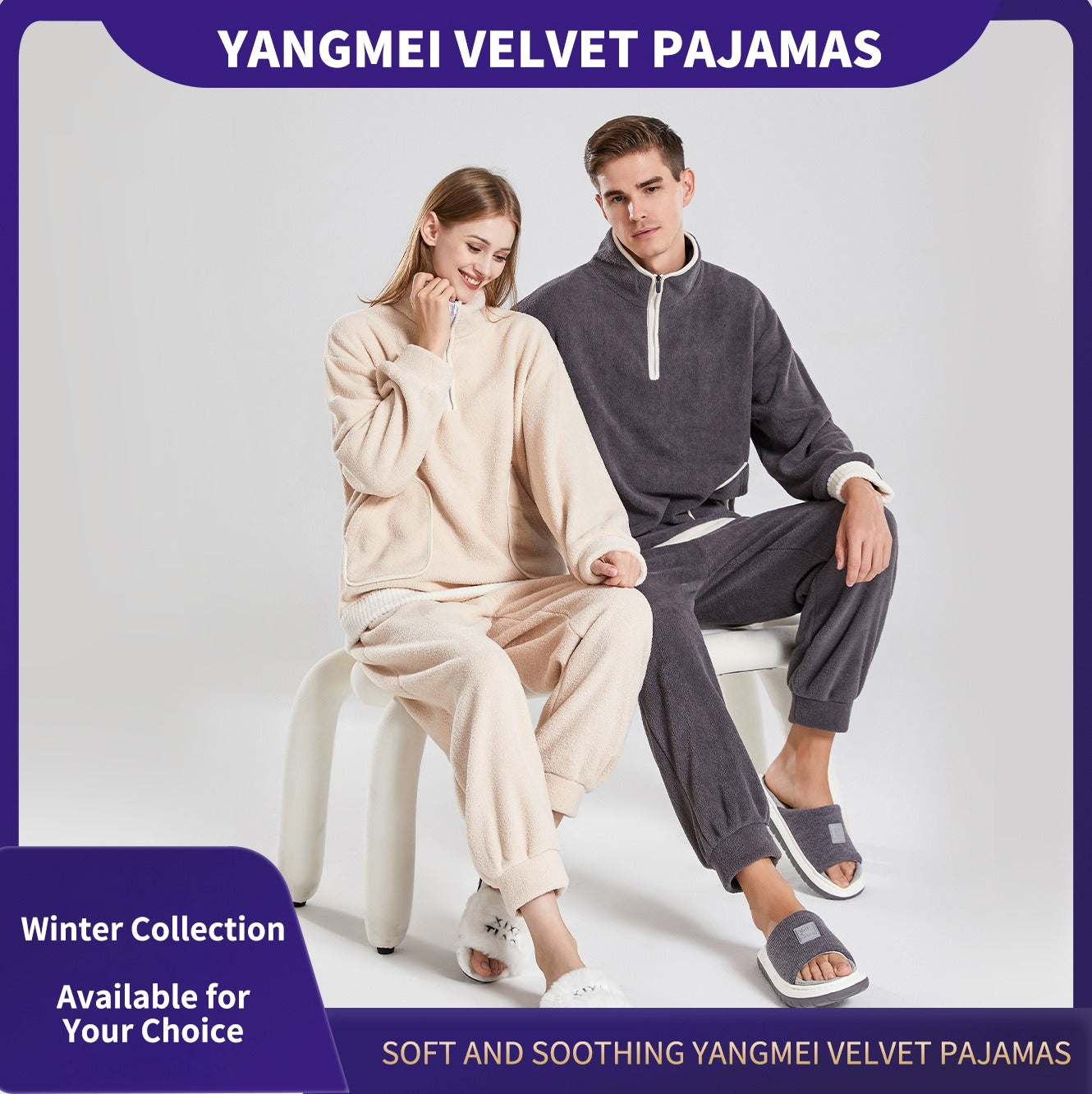 Bayberry Velvet Couples Pajamas – Thickened Autumn/Winter Sleepwear for Men and Women, Suitable for Outdoor Wear