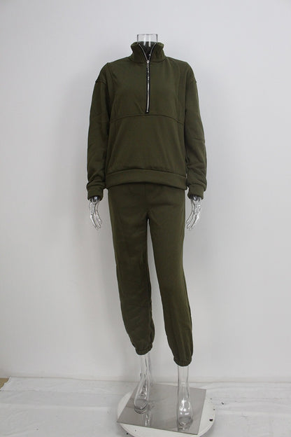 New Women's Zip-Up Fleece Sweatshirt & Sweatpants Set - Casual and Stylish Activewear