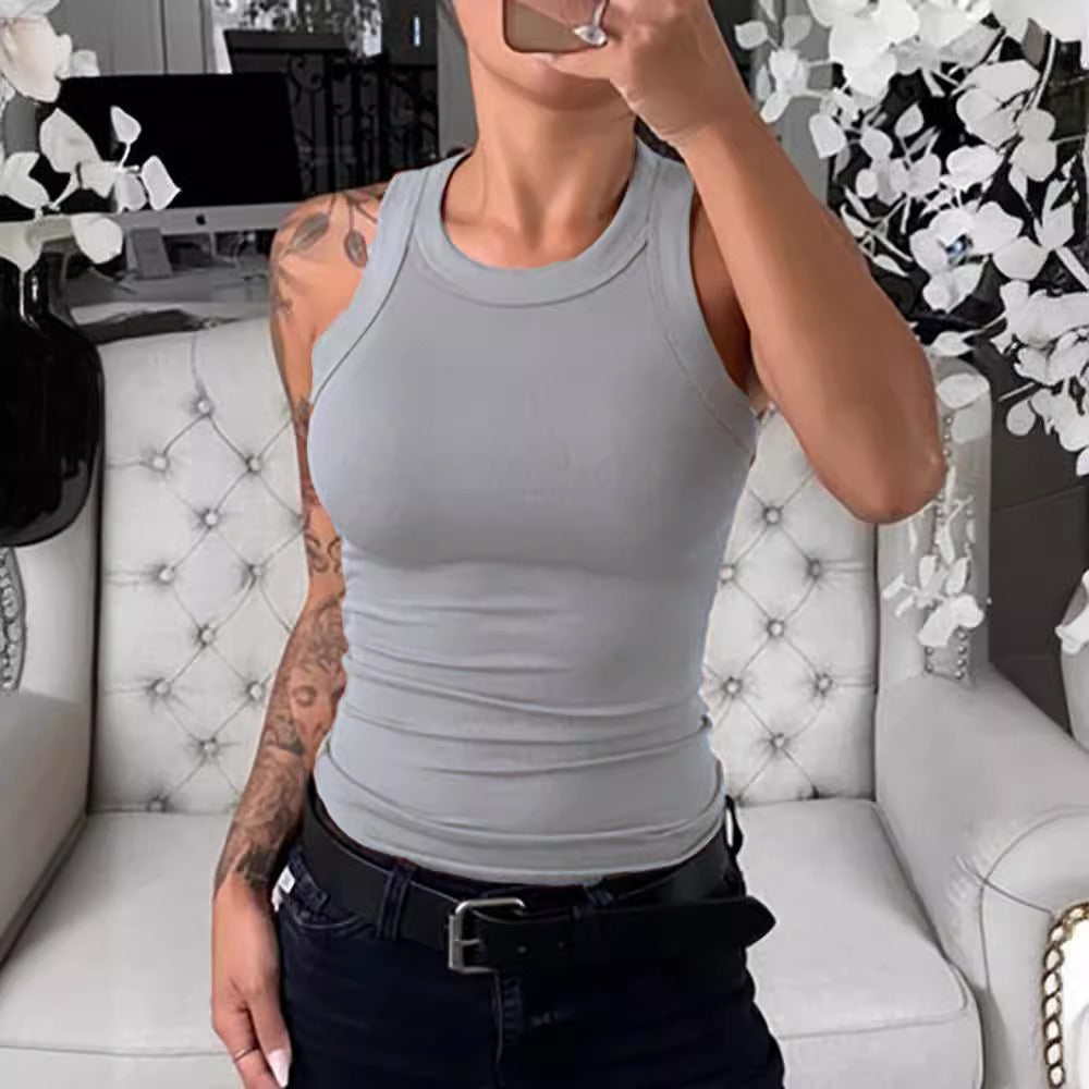 Summer Solid Color Sleeveless Slim Fit Top for Women