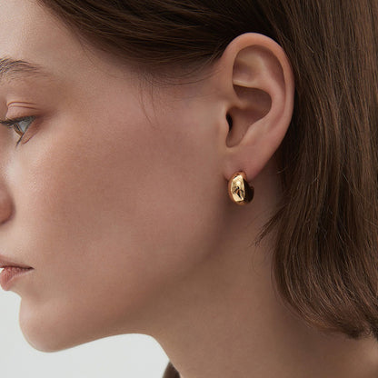 14K Gold-Plated Half-Sphere Stud Earrings for Women – Shiny Minimalist Design, Perfect for Office, Everyday, and Special Occasions