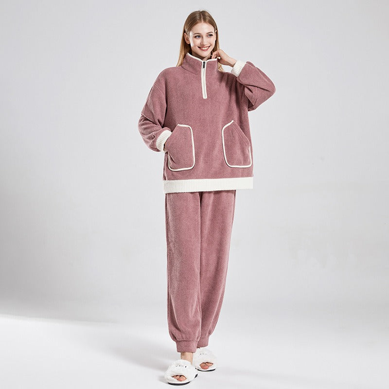 Bayberry Velvet Couples Pajamas – Thickened Autumn/Winter Sleepwear for Men and Women, Suitable for Outdoor Wear