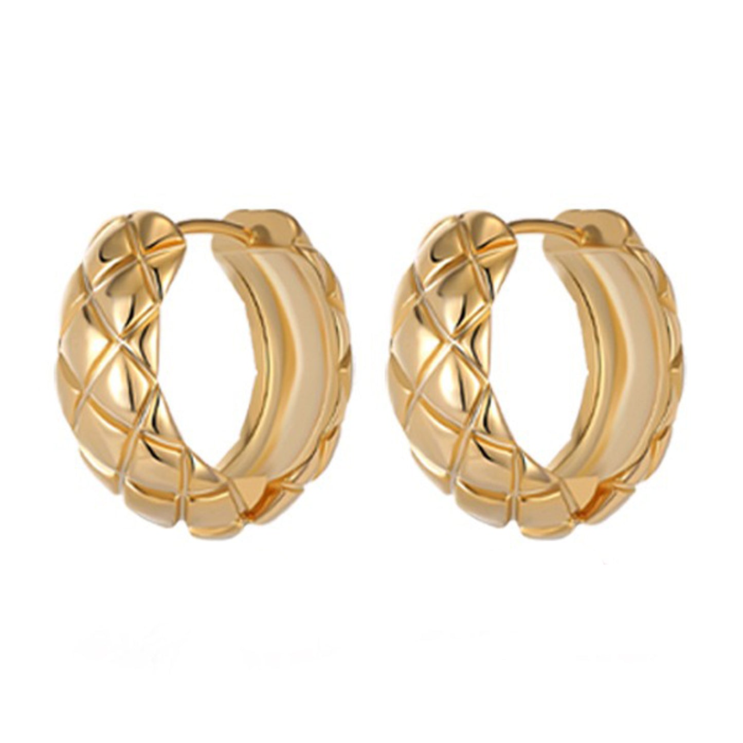 Large Gold Rhombus Hoop Earrings – 1.8 cm Geometric Design for Women, Ideal for Everyday & Special Occasions