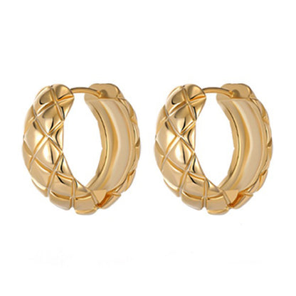 Large Gold Rhombus Hoop Earrings – 1.8 cm Geometric Design for Women, Ideal for Everyday & Special Occasions