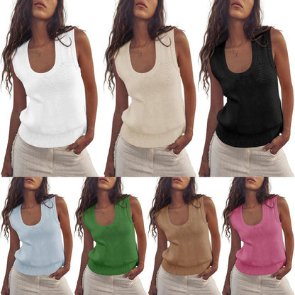 NZ-C00320001 2025 Women's Summer Sweater Vest Sleeveless Ribbed Knitted Vest Going Out for Leisure
