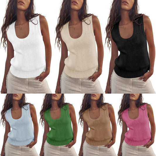 NZ-C00320001 2025 Women's Summer Sweater Vest Sleeveless Ribbed Knitted Vest Going Out for Leisure