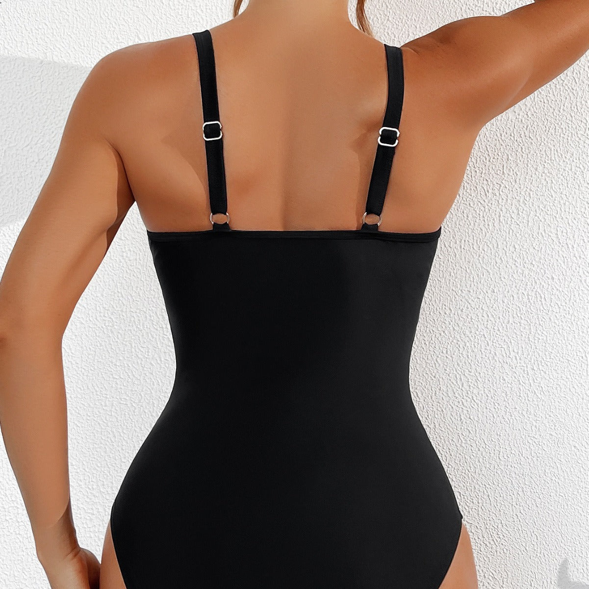 SW-BKI0303002 2025 new bikini solid color mesh halter sexy bikini one-piece swimsuit swimsuit