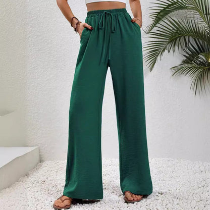KU-TUO030401 Tiktoktemu Women's Clothing 2025 Spring and Summer New Versatile Solid Color Mopping Wide Leg Pants Casual Pants