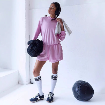 TZ-CO03017007 New Lazy Simple Sports Women's Clothing Solid Color Hooded Halter Loose Casual Shorts onesie
