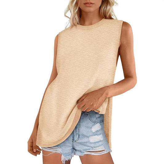 NZ-C00320002 Women's Summer Vest Crew Neck Sweater Vest 2025 Casual Sleeveless Knitted Fashion