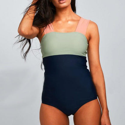 SW-BKI0021 Hot Sale Contrasting Color Three-match Color Waist One-piece Women's Swimsuit