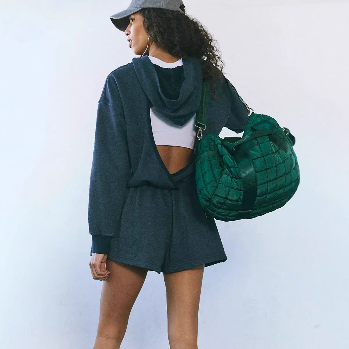 TZ-CO03017007 New Lazy Simple Sports Women's Clothing Solid Color Hooded Halter Loose Casual Shorts onesie