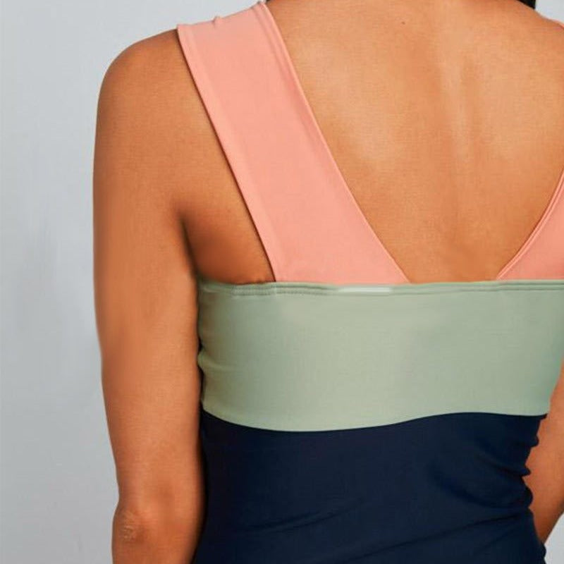 SW-BKI0021 Hot Sale Contrasting Color Three-match Color Waist One-piece Women's Swimsuit