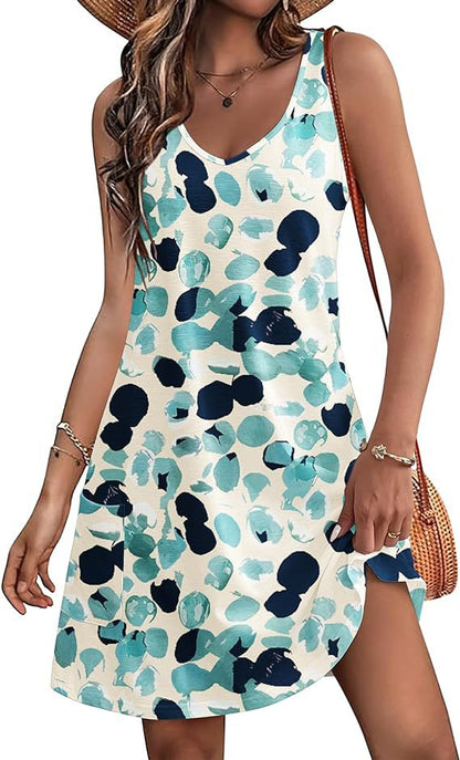 LYQ019 2025 European and American cross-border Amazon independent station summer beach loose V-neck sleeveless pocket dress vest skirt