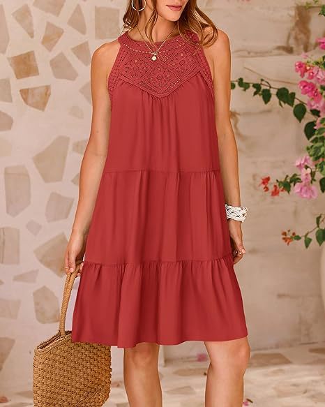 LYQ0052 2025 hollow lace splicing neck A word dress