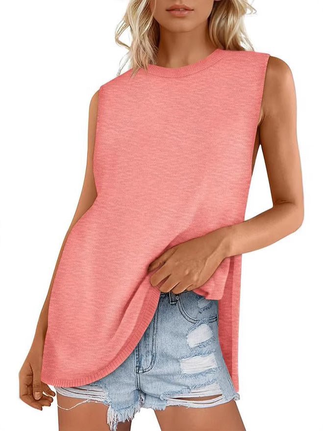NZ-C00320002 Women's Summer Vest Crew Neck Sweater Vest 2025 Casual Sleeveless Knitted Fashion