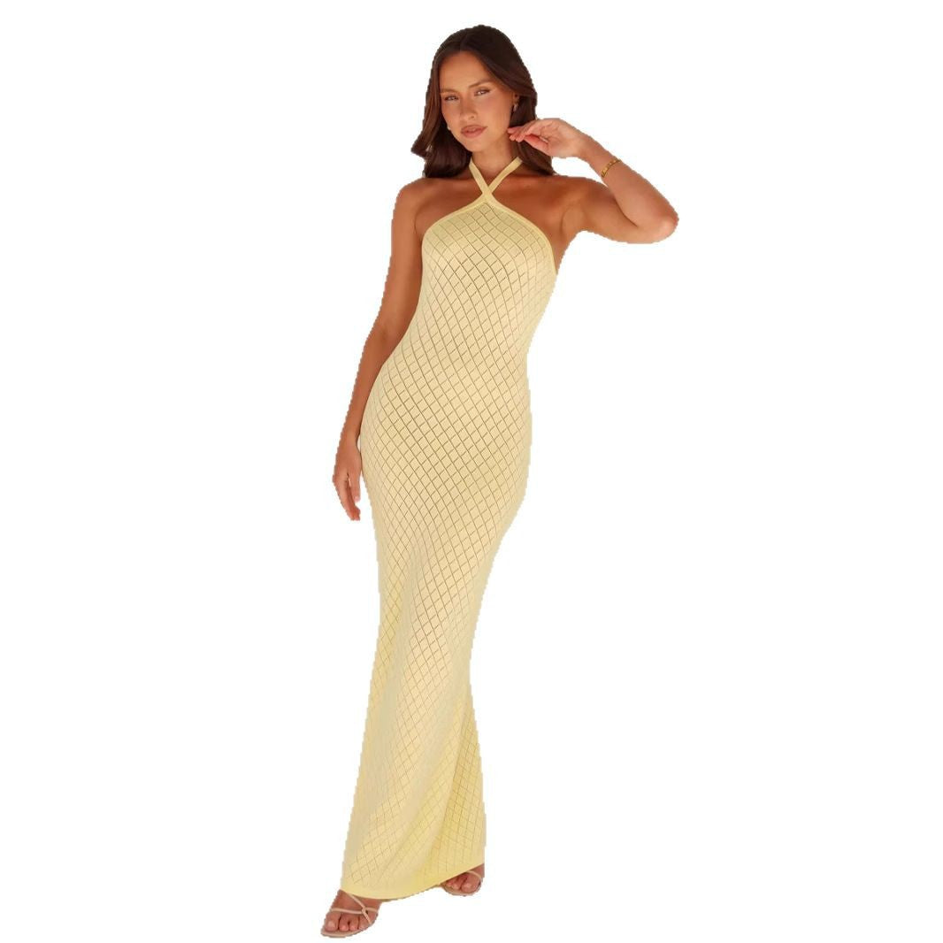 NZ-C00321005 2025 New product beach dress women's solid color sexy knitted beach bikini swimsuit blouse dress