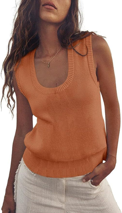 NZ-C00320001 2025 Women's Summer Sweater Vest Sleeveless Ribbed Knitted Vest Going Out for Leisure