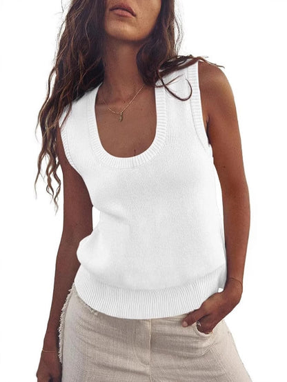 NZ-C00320001 2025 Women's Summer Sweater Vest Sleeveless Ribbed Knitted Vest Going Out for Leisure