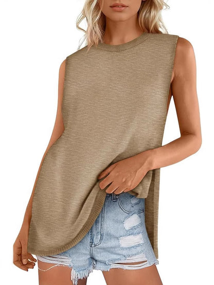 NZ-C00320002 Women's Summer Vest Crew Neck Sweater Vest 2025 Casual Sleeveless Knitted Fashion
