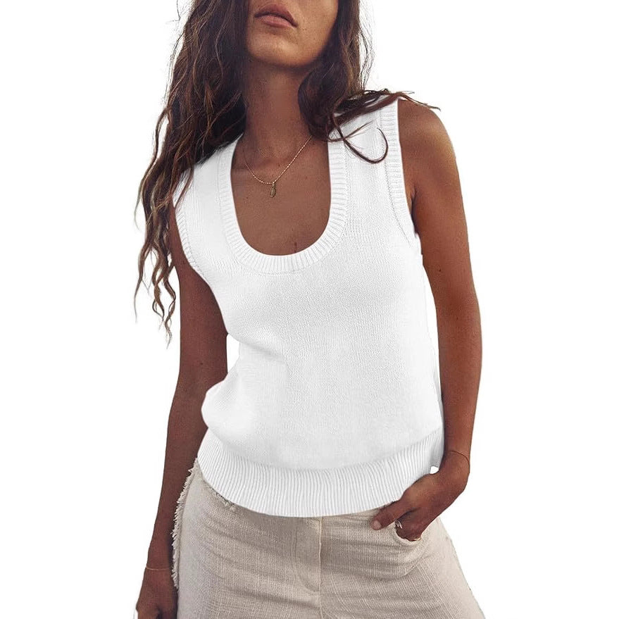 NZ-C00320001 2025 Women's Summer Sweater Vest Sleeveless Ribbed Knitted Vest Going Out for Leisure