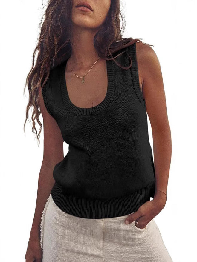 NZ-C00320001 2025 Women's Summer Sweater Vest Sleeveless Ribbed Knitted Vest Going Out for Leisure
