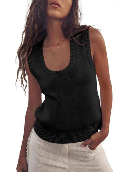 NZ-C00320001 2025 Women's Summer Sweater Vest Sleeveless Ribbed Knitted Vest Going Out for Leisure