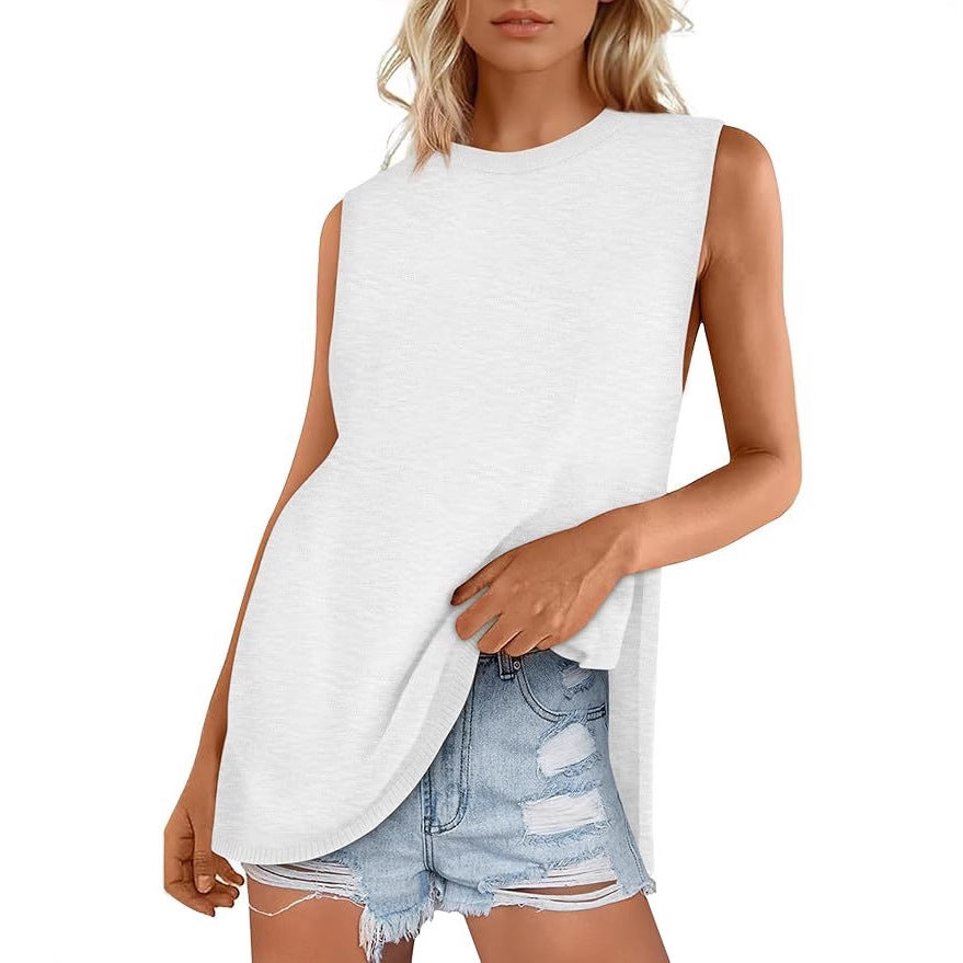 NZ-C00320002 Women's Summer Vest Crew Neck Sweater Vest 2025 Casual Sleeveless Knitted Fashion